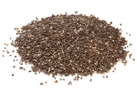 A heap of organic chia seeds rich in omega-3 fatty acids