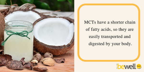 MCTs have a shorter chain of fatty acids, so they are easily transported and digested by your body.